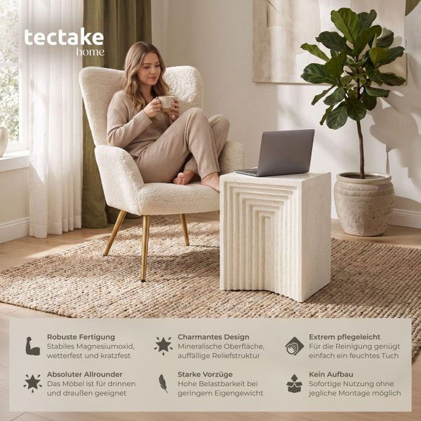 Beistelltisch Aline In- und Outdoor beige 38 x 38 x 51 cm