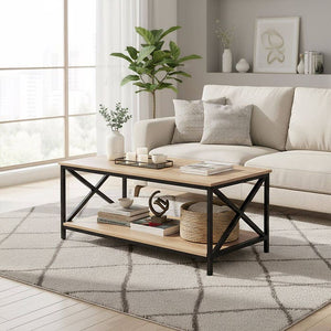 Couchtisch Pittsburgh Industrial Holz hell, Eiche Sonoma