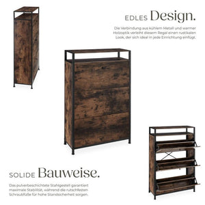 Schuhschrank Buffalo Industrial Holz dunkel, rustikal 81 cm