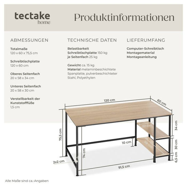 Computer-Schreibtisch Canton Industrial Holz hell, Eiche Sonoma