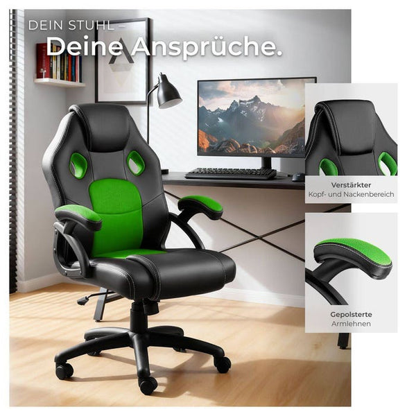 Mike office chair, black/green