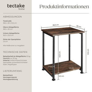 Beistelltisch Yonkers 38,5x30x51,5cm Industrial dunkelbraun