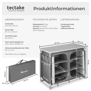 Camping kitchen 97x47.5x78cm gray