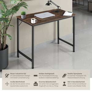 Schreibtisch Jenkins Industrial Holz dunkel, rustikal 100 cm