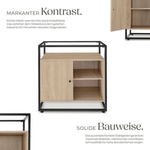 Kommode Conventry 70x38x80,5cm Industrial Holz hell, Eiche Sonoma