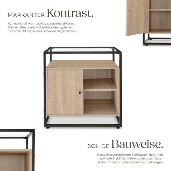 Kommode Conventry 70x38x80,5cm Industrial Holz hell, Eiche Sonoma