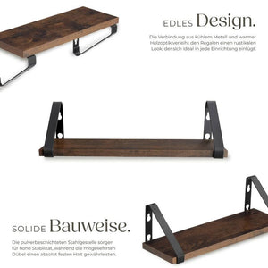 3 Hängeregale Cowell Industrial dunkelbraun
