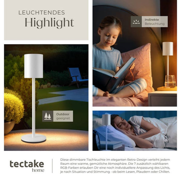 Akku-Tischlampe Corly weiss