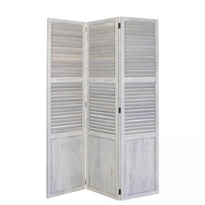 3 fach Paravent Raumteiler 045 Holz grau