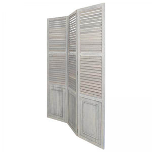 3 fach Paravent Raumteiler 045 Holz grau