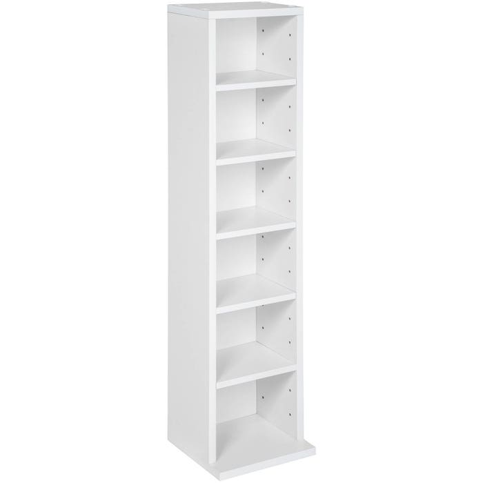 Mensola multimediale indipendente, 6 scomparti, bianco