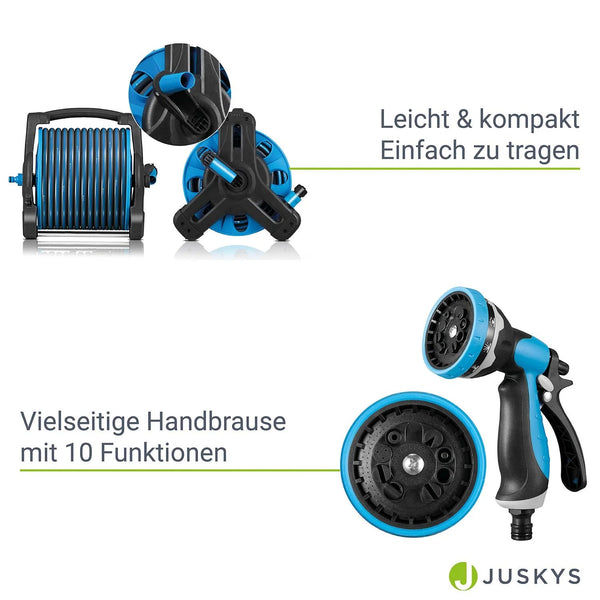 Mobile Schlauchtrommel Basic 30 m in Blau Mit Multifunktions-Handbrause
