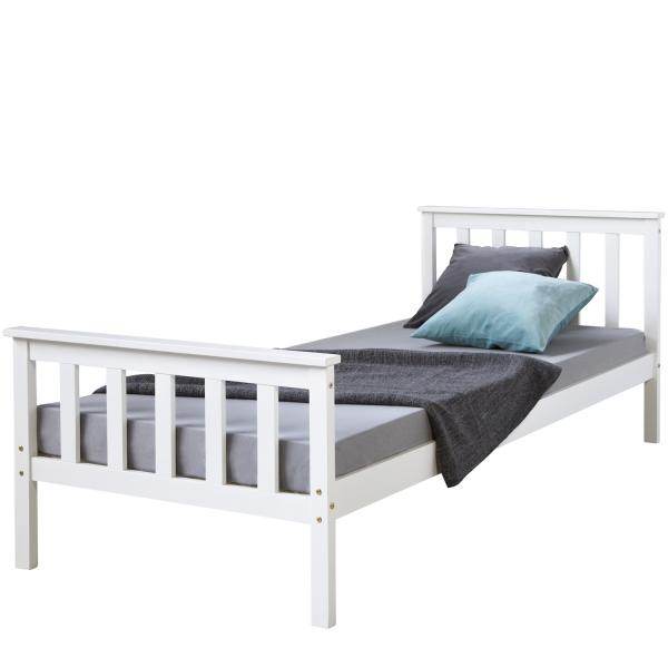 Jugendbett Einzelbett Kinderbett Bettgestell 90x200 weiss Tagesbett Holzbett