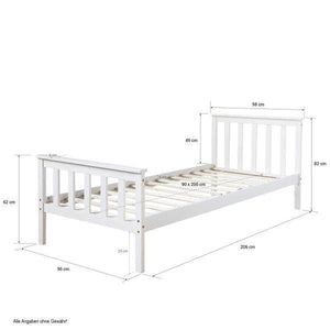 Jugendbett Einzelbett Kinderbett Bettgestell 90x200 weiss Tagesbett Holzbett