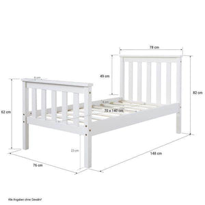 Juniorbett Kinderbett Jugendbett Holzbett Bettgestell 70x140 weiss Holzbett
