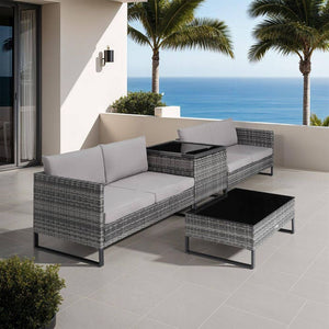 Rattanlounge Ostuni - grau