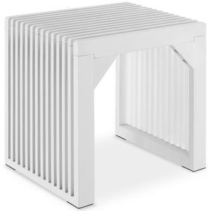 Hocker Ribb Lamellenoptik weiss 45 x 35 x 43 cm