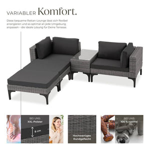 Rattan Lounge mit Aluminiumgestell Bellaria grau