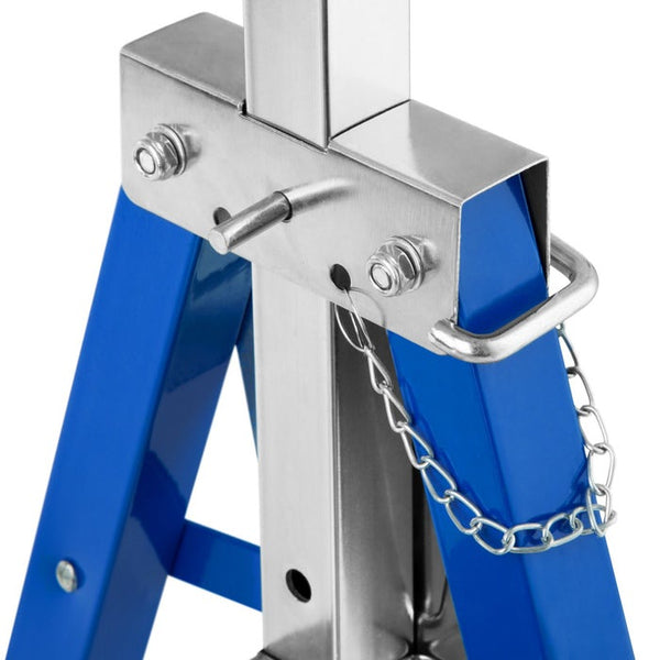 2 cavalletti blu regolabili in altezza e pieghevoli