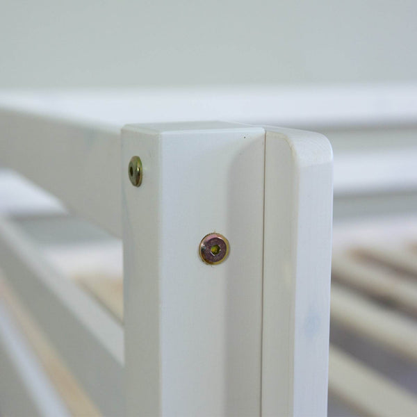 Hochbett mit Lattenrost 90x200 Kinderbett Tunnel Vorhang blau Kiefer Weiss