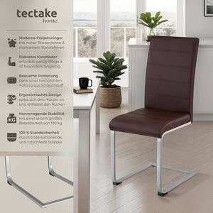 2 chaises de salle à manger, chaises cantilever - cappuccino 