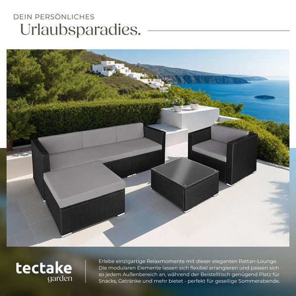 Rattan Lounge Milano schwarz/grau