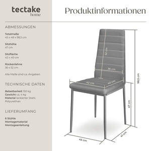 6 Esszimmerstühle Kunstleder grau
