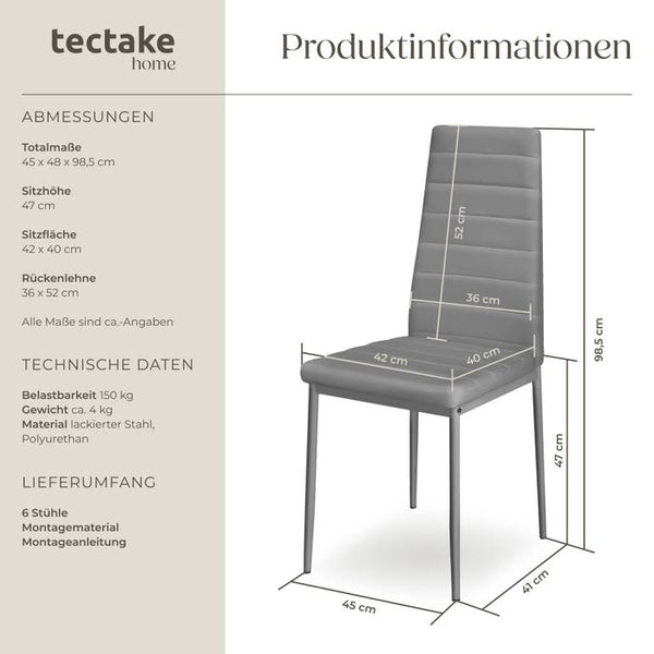 6 Esszimmerstühle Kunstleder grau