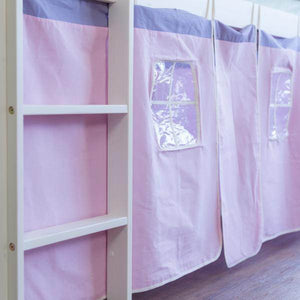 Hochbett Spielbett Kinderbett Rutsche Vorhang pink 90x200 Jugendbett Kiefer