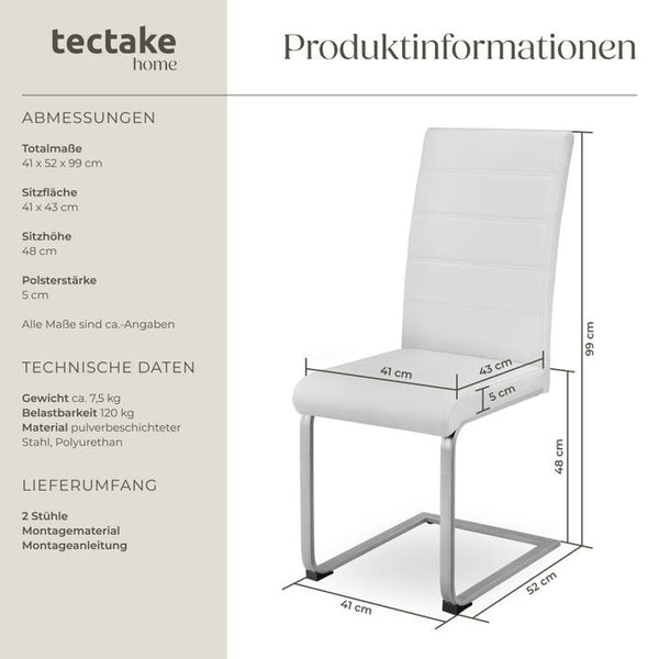 2 Esszimmerstühle Schwingstühle - weiss