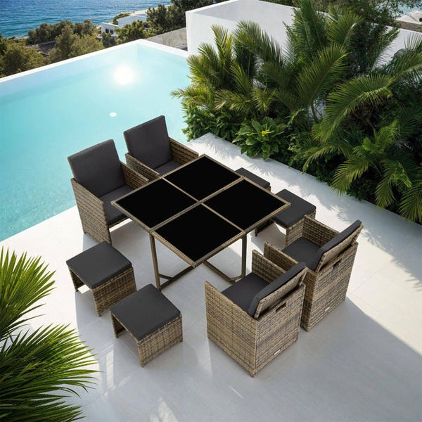 Rattan Sitzgruppe Bilbao 4+4+1 natur