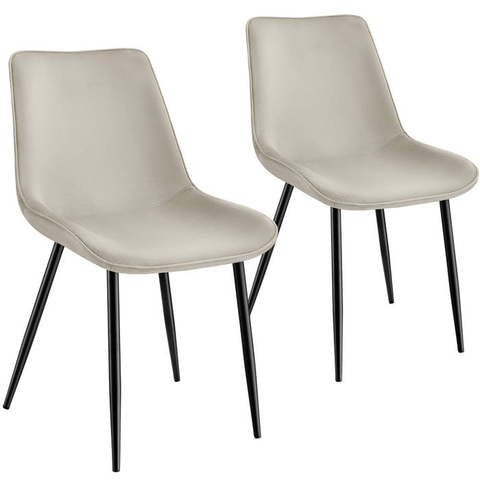 Ensemble de 2 chaises Monroe, aspect velours, crème