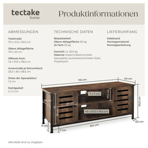TV-Board Carlow Industrial Holz dunkel, rustikal