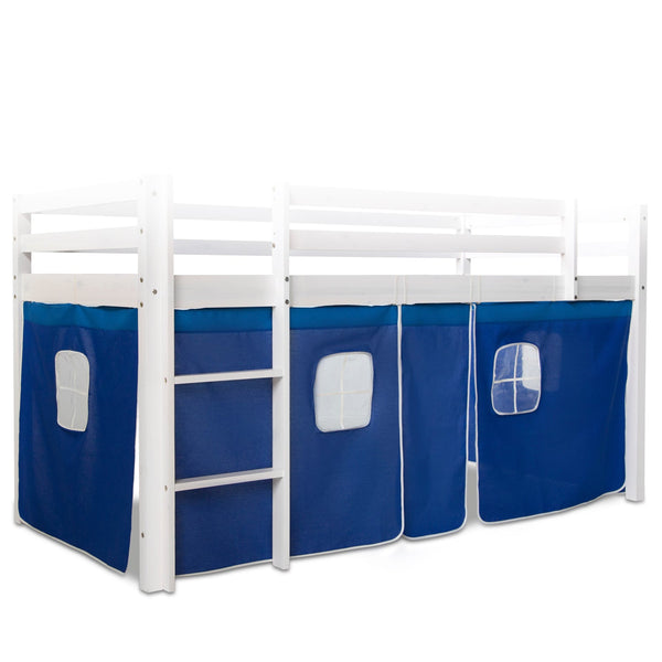 Bettumrandung Bettvorhang für Hochbett Vorhang Stoff Baumwolle Blau