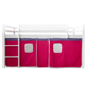 Bettumrandung Bettvorhang für Hochbett Vorhang Stoff Baumwolle Pink