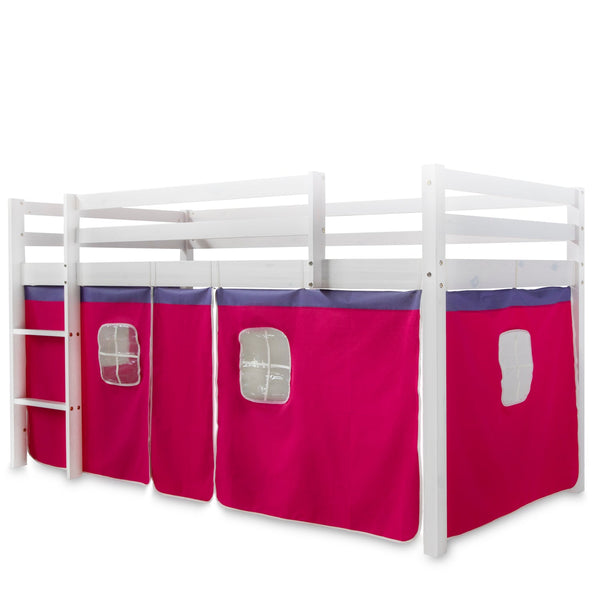 Bettumrandung Bettvorhang für Hochbett Vorhang Stoff Baumwolle Pink