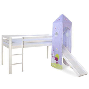 Hochbett Kinderbett 90x200 Weiss Rutsche Turm Spielbett Jugendbett Holz