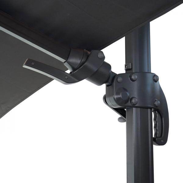 Gastronomie-Ampelschirm HWC-A96, 3x3m (Ø4,24m) schwenkbar, Polyester Alu/Stahl 23kg ~ anthrazit mit Ständer