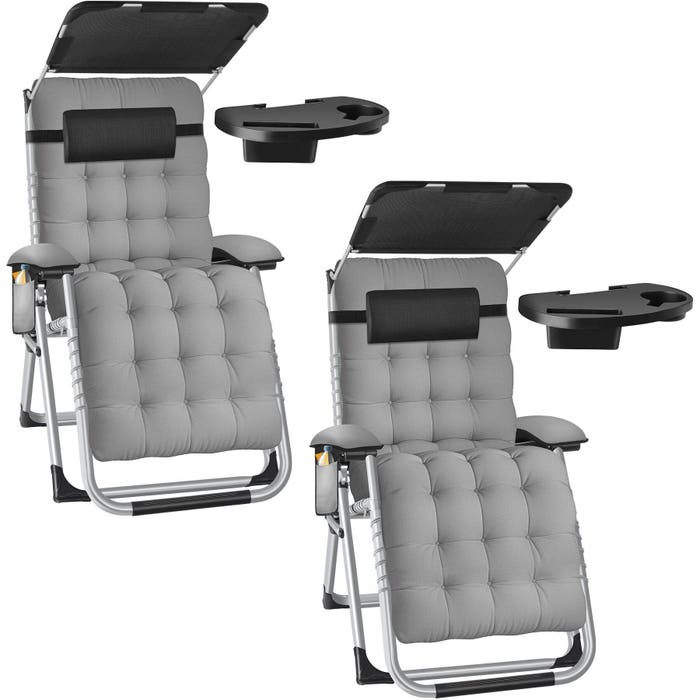 Lettino prendisole Cloud II grigio chiaro set da 2 pezzi 