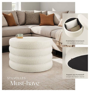 Sitzhocker mit Stauraum Altu XL Bouclé creme-weiß