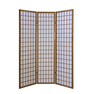3 fach Holz Paravent Raumteiler Shoji braun