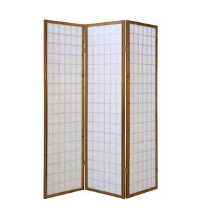 3 fach Holz Paravent Raumteiler Shoji braun