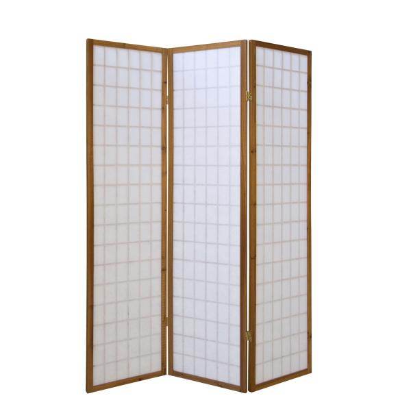 3 fach Holz Paravent Raumteiler Shoji braun