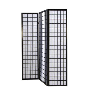 3 fach Holz Paravent Raumteiler Shoji schwarz