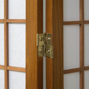 4 fach Holz Paravent Raumteiler Shoji braun