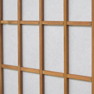 4 fach Holz Paravent Raumteiler Shoji braun