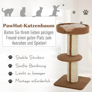 Katzenbaum Spielbaum Kratzstamm mit Plattform Sisal Lammkaschmir Hellbraun