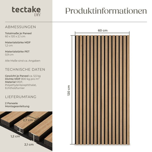 4er Set Akustikpaneele Sonic Wall Eiche hell 4er Set