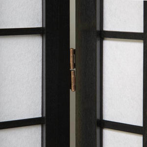 4fach Holz Paravent Raumteiler Shoji schwarz