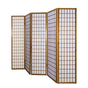 5fach Holz Paravent Raumteiler Trennwand Shoji Faltbar Tabak Braun